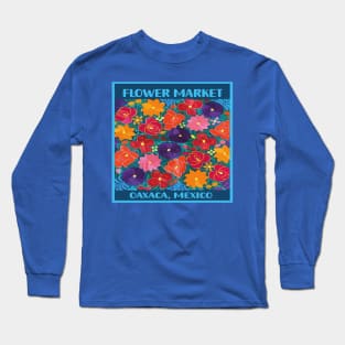 Mexican flower market Oaxaca colorful bouquet embroidery boho chic print poster Long Sleeve T-Shirt